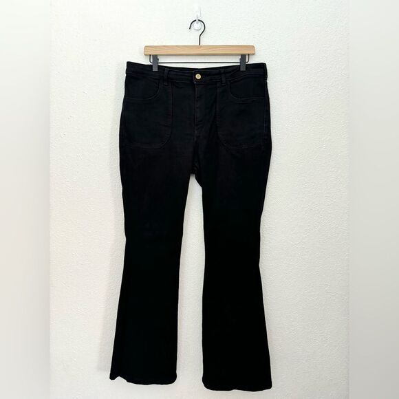 PILCRO Anthropologie The Icon Low Rise Flare Jeans in Black Wash Size 32 - Picture 3 of 13